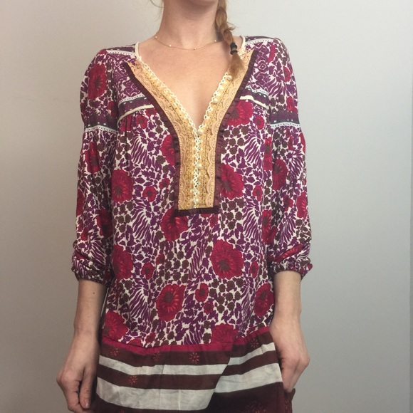 Free People Pink Pearl Button Tunic Blouse Top - Picture 8 of 8